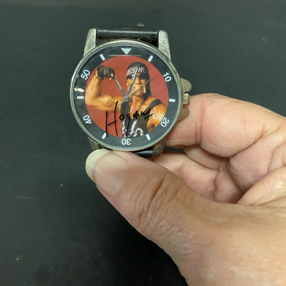 Black Genuine Black Leather Strap Hulk Hogan Autographed Watch. WCW